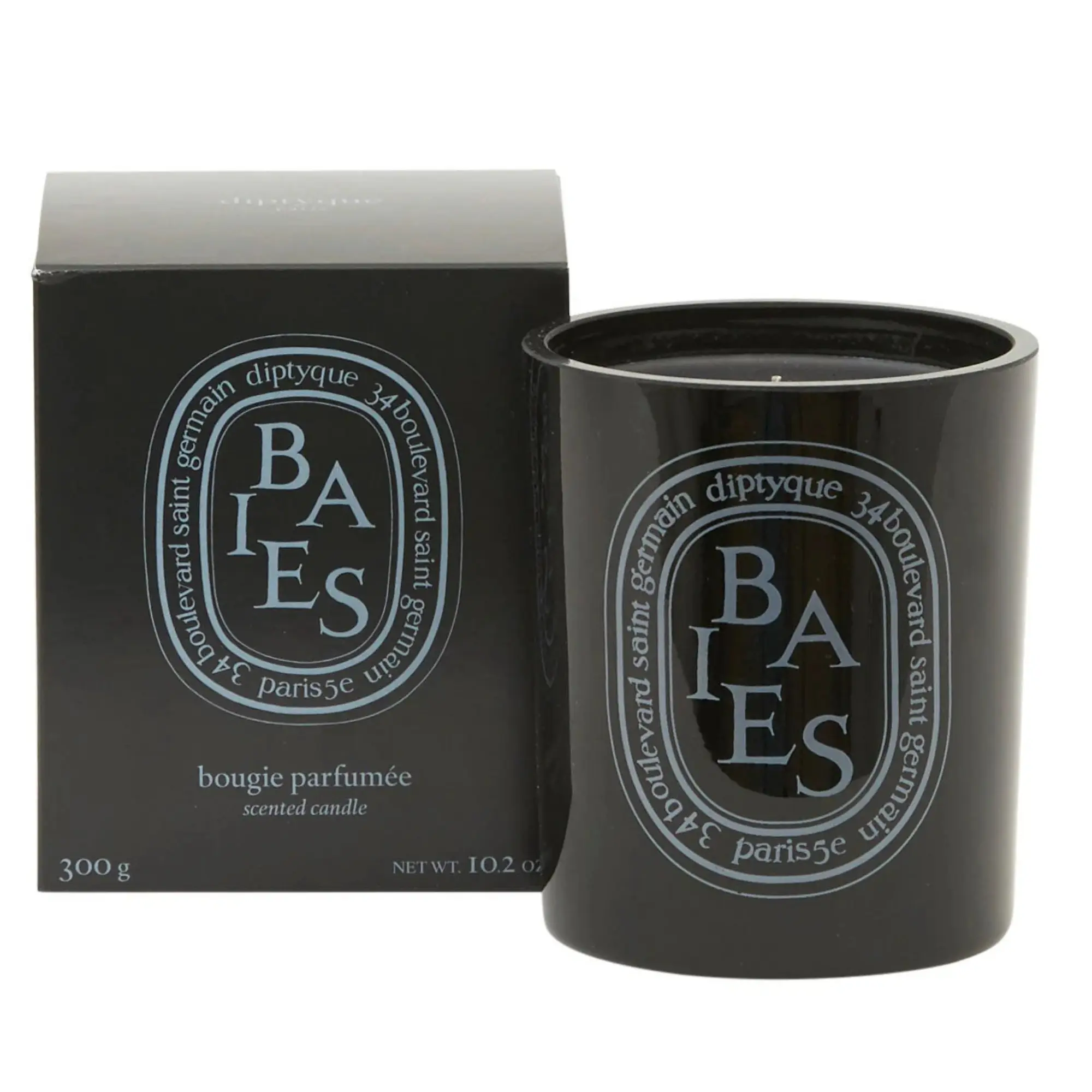 Diptyque Black Baies Floral Scented Candle 10.2 oz Luxury Black Glass, Elegant Flower Aroma, 75-Hour Burn, Perfect for Home Decoration