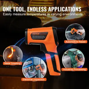 Christmas present Infrared Thermometer, -40~2732 ° F Dual Laser Temperature Gun Non-Contact, Handheld IR Heat Temperature Gun with Adjustable Emissivity for Metal Smelting/Cooking/Pizza Oven/Engine(Not for Human)