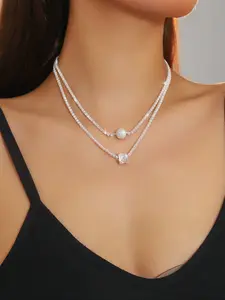 Elegant Synthetic Zircon Hexagon Bead Necklace, Lightweight Necklace, Fashionable Minimalist Style Jewelry, Perfect for Women, Stylish Accessory for Any Occasion