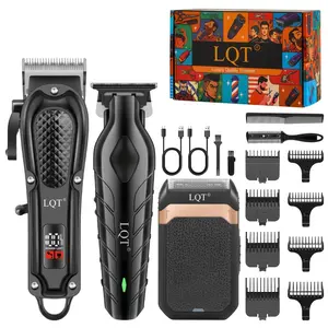 LQT Professional Cordless Hair Clipper Set for Men, 5-in-1 Beard Trimmer & Electric Shaver Kit with Charging Base, 7000RPM Motor, LED Display, Complete Barber Tools for Fade, Taper, Full Body Grooming