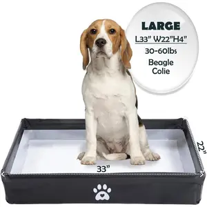 Pee Pad Holder Tray Foldable, Puppy Pad Holder Liner Base High Side,  Litter Box Indoor for Large  33''x22'',  Pad Holder Leak-Proof, Potty Pad Holder for Dogs Easy Clean