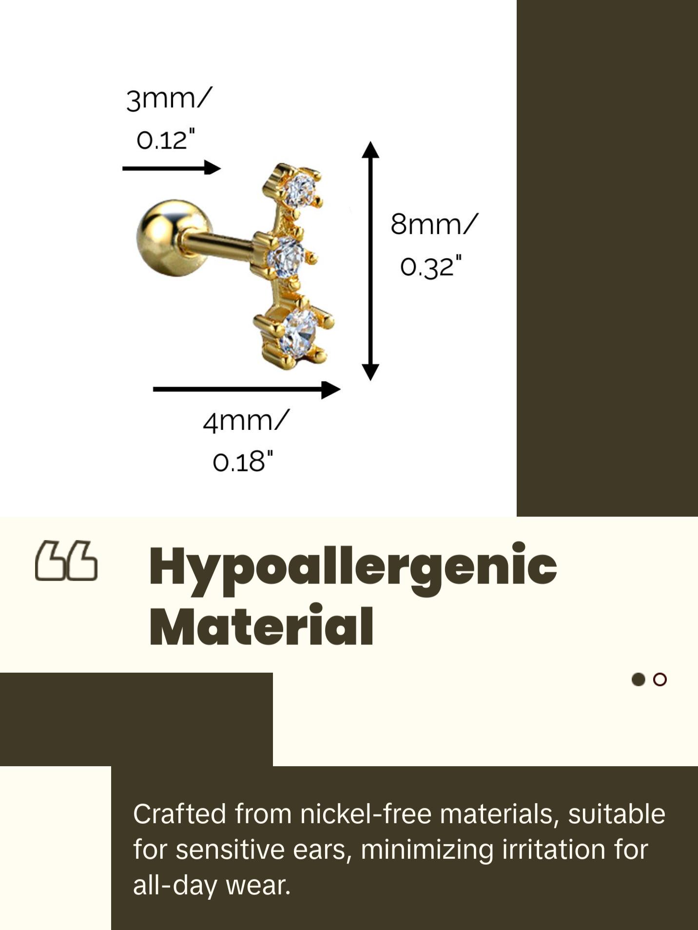 "Constellation Stars" 14K Yellow Plated 925 Sterling Silver Screw On Nap Earring