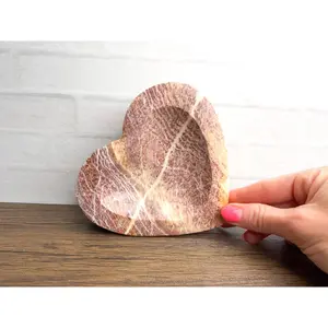 Banded Calcite Heart Bowl Tray Decorative Crystal Dish 5” 1.8lb #57