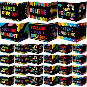 24 count Bulk Inspirational  Folders for Students Cardboard Test  Boards Motivational Words Desk Dividers Shield for Classroom School Study Supplies, 6 Styles(Colorful)
