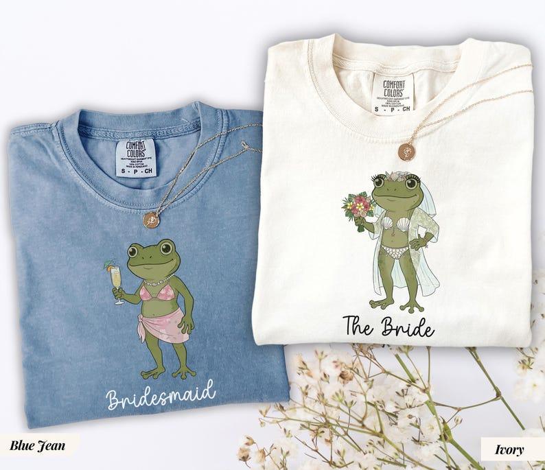 Comfort Colors Bridal Frog Beach Bachelorette Party T-Shirt, Funny Coastal Bridesmaids Tee, Maid Of Honor Shirt, Frog MOG & MOB Bach Gift, Frog Lovers Outfit