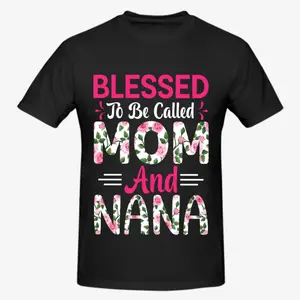 Blessed To Be Called Mom And Nana Floral Heart T-Shirt🌸 100% Cotton Mother's Day Gift for Grandma.Cute Floral Graphic Tee for Women, Soft Breathable Casual Top.Meaningful Nana Birthday Gift.New Nana Reveal