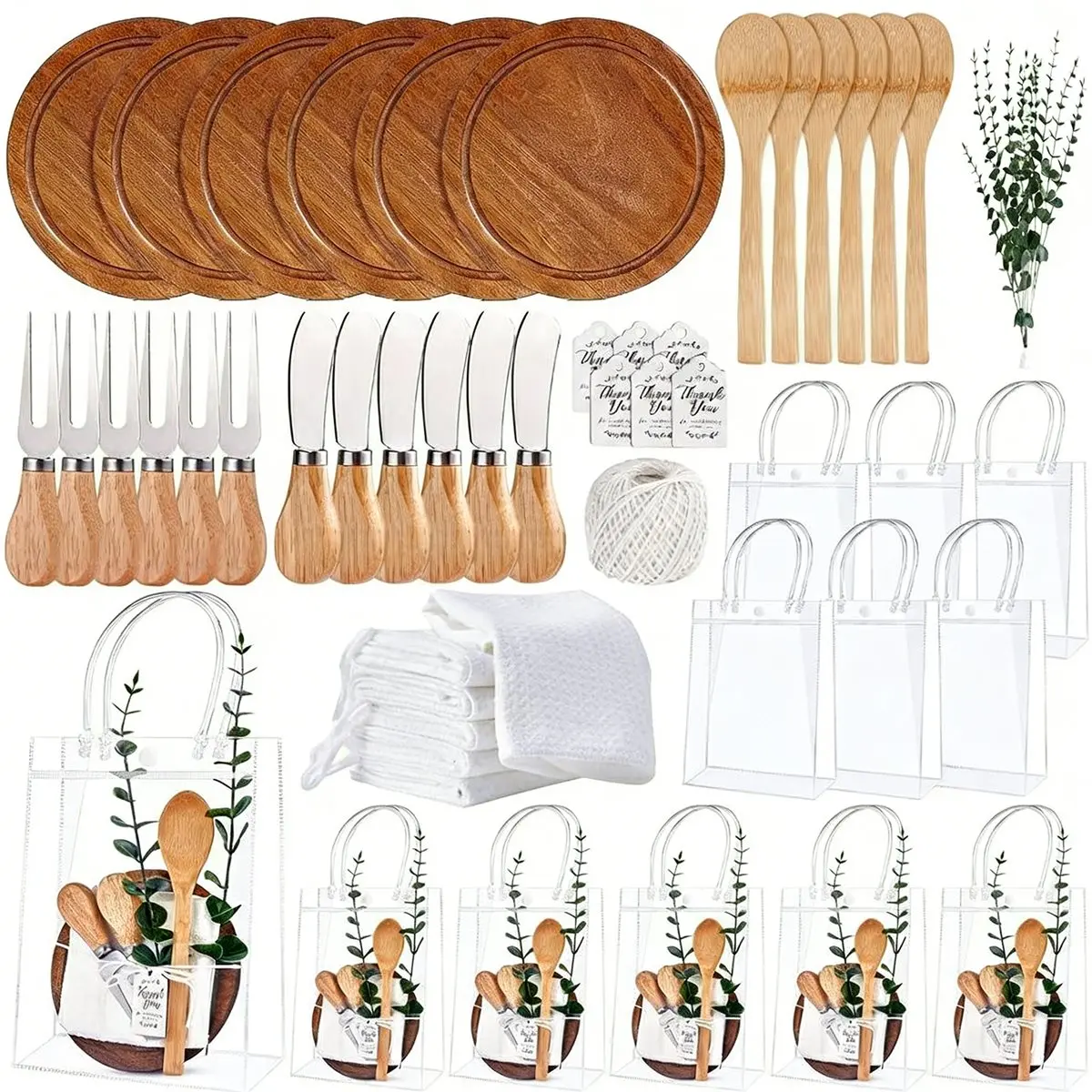 55-Pack Premium Baby Shower Game Prizes & Party Favors - 6 Sets Round Cheese Board for Baby Shower,  Bridal Shower