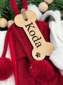 Personalized Wooden Dog Bone Stocking Tag