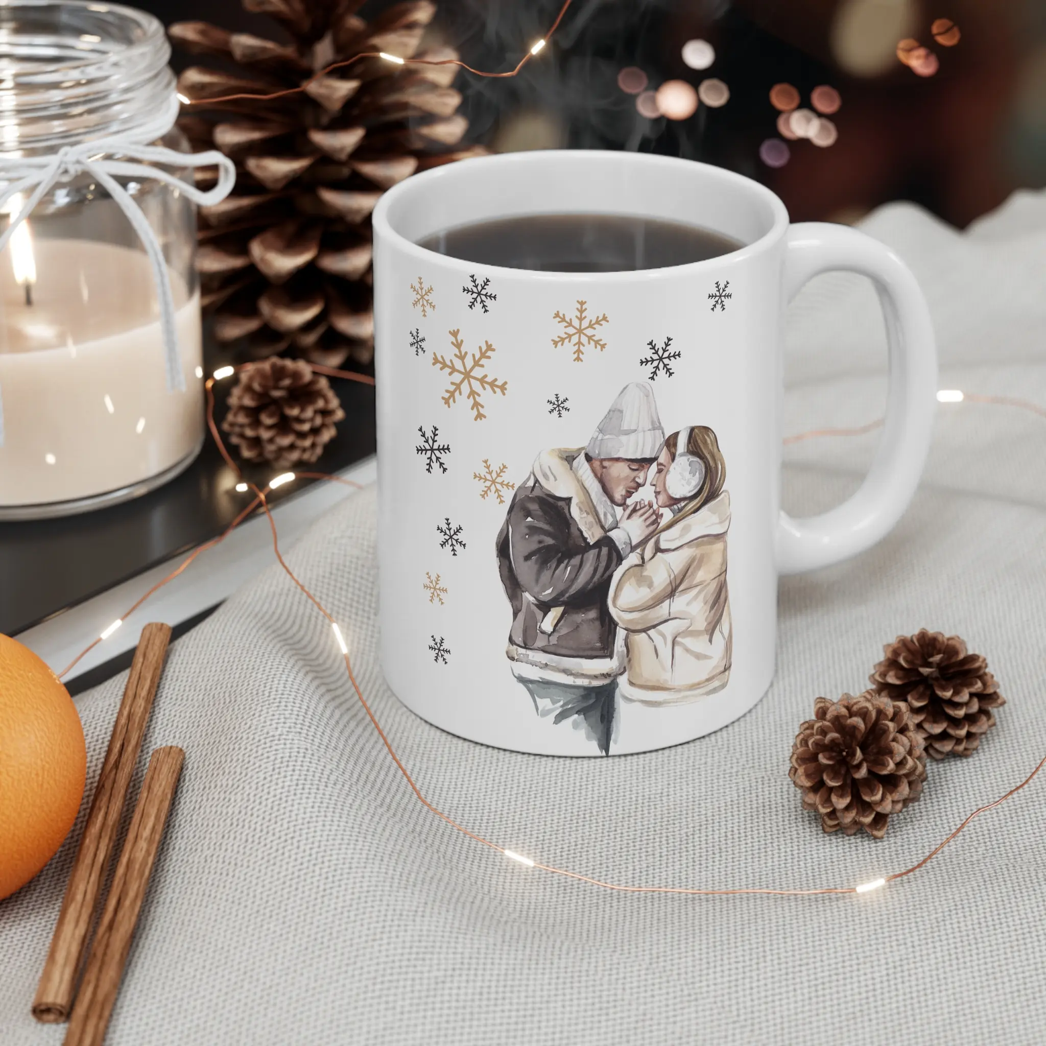 11oz Ceramic Mug with Unique Snowflake Design - Perfect Winter Gift for Coffee Lovers - Drinkware