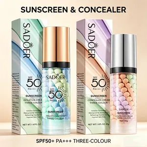 Tri-Color Rainbow Sunscreen Primer, Color Correcting Tone Up Cream, SPF50+ Daily Sun Protection Moisturizing Isolation Cream for Face tiktokshopspringglowup