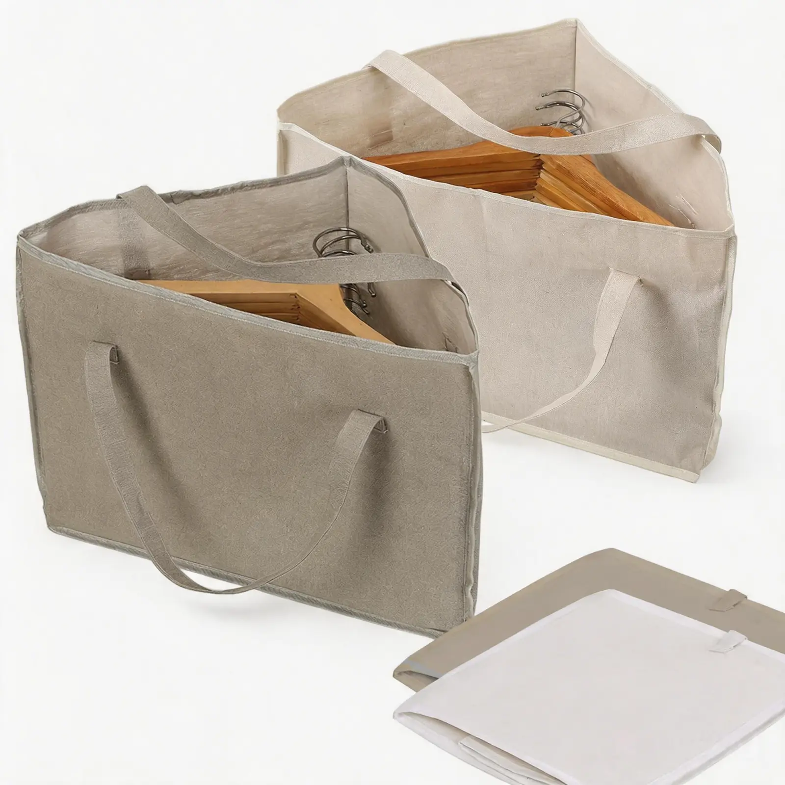2-Pack Triangle Bag Holders with Convenient Handles, Space-Saving Hanging Storage Organizer, Neat Storage Solution for Closets, Wardrobes & Laundry Rooms Hangable