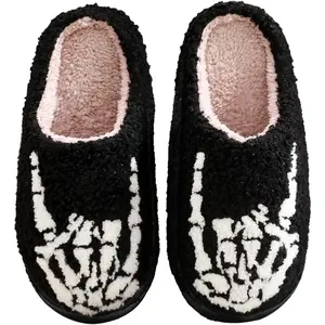 Cotton Slippers Men's Women's Winter Shoes Cartoon Print Warm Plush Anti-slip Couple Indoor Home Footwear