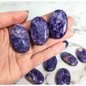 Charoite Soapstone Palm Stone 17g for Soul Growth