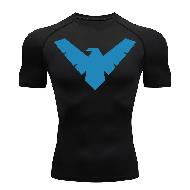 Graphic Short Sleeve Compression Shirts for Men Gym Workout Running Tshirts Summer Sporty Quick Dry Tees Baselayers Undershirts