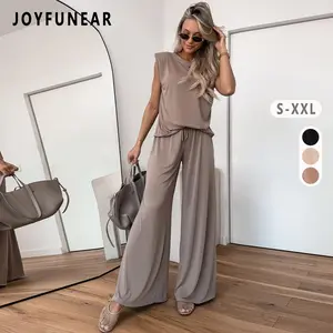 [US shipping] Joyfunear Women's Sleeveless Loungewear Set: Loose Top & Wide - Leg Pants