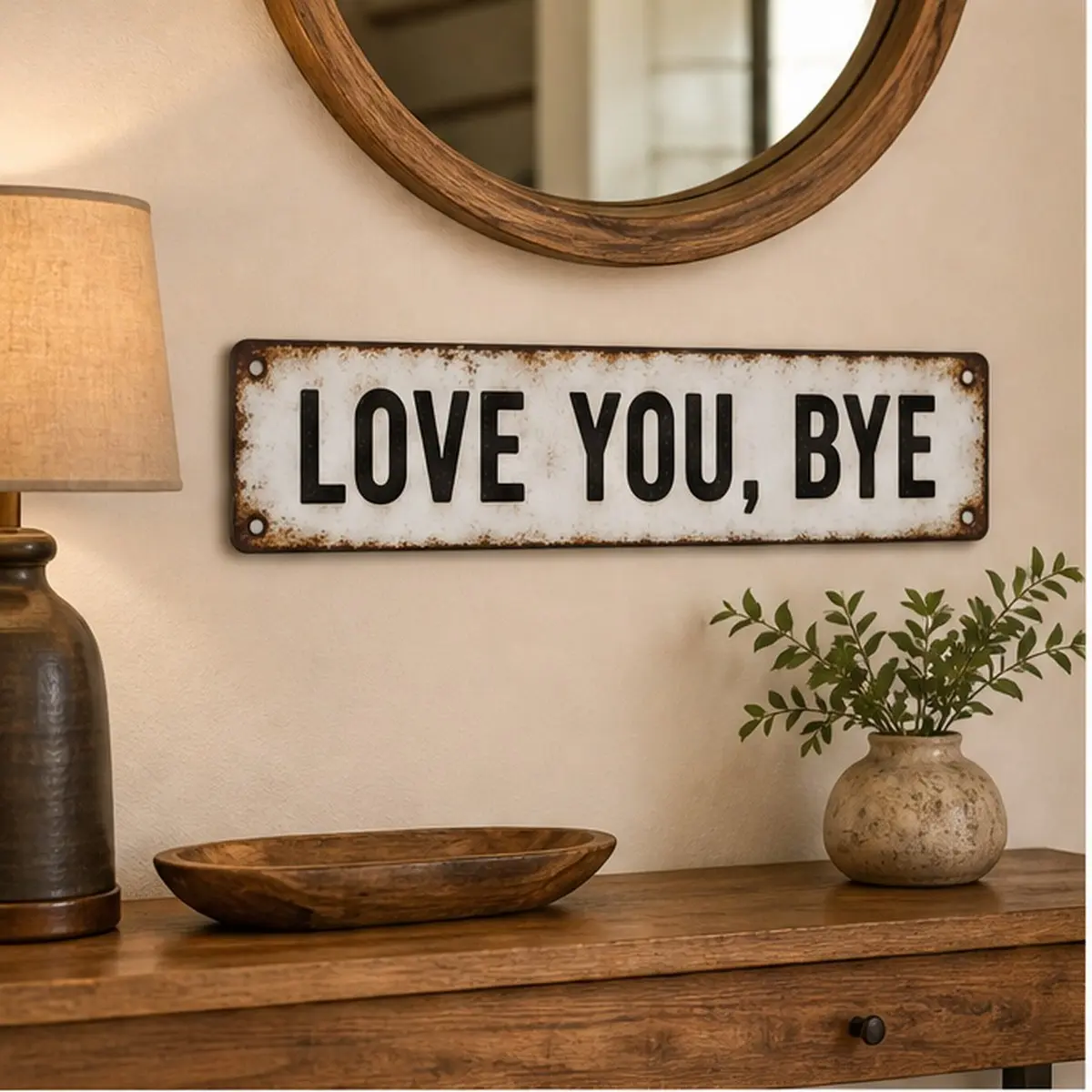 Vintage Metal Sign "Love You Goodbye" 16x4inch Aluminum Wall Art for Entrance Corridor Room Wedding Decor Multi-functional Home Decoration Charm