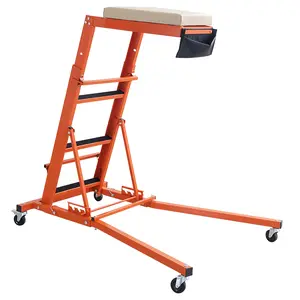 Heavy Duty Adjustable Creeper Seat for Automotive Engine Repair - 400 lbs Capacity - Collapsible Design - 48"-66" Height - Thick Padded Deck - 4 Swivel Caster Wheels - Ideal for Garage and Workshop