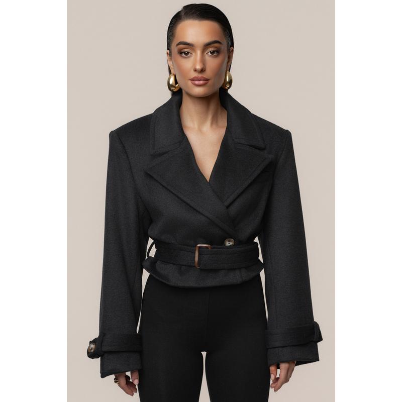 Black Sharp Presence Crop Jacket