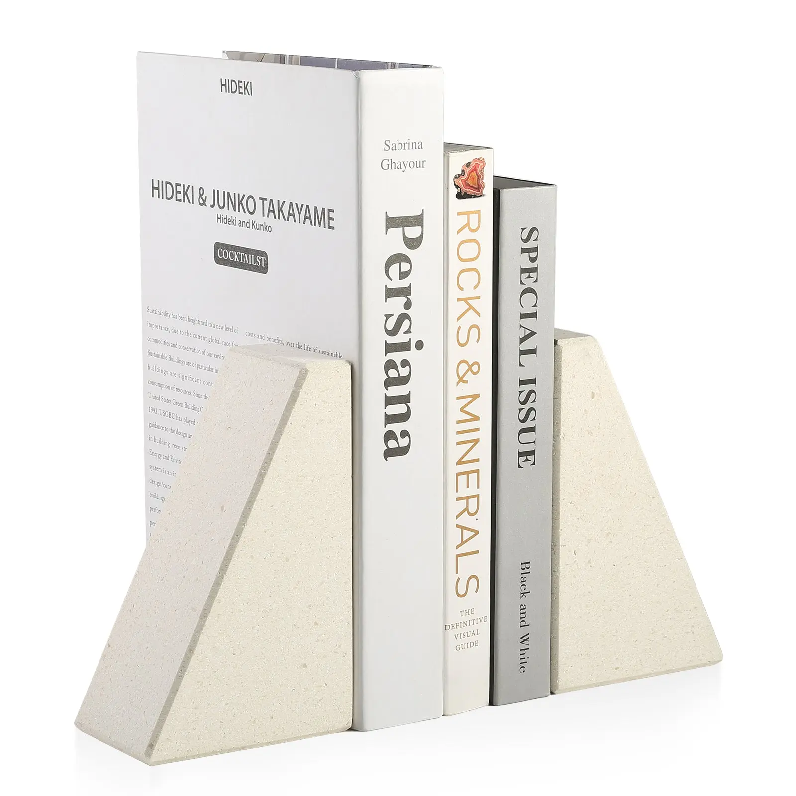 Koville Beige Trapezoid Bookends – Natural Warmth and Timeless Calm · Natural Pattern C