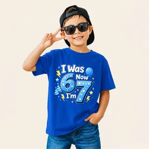 I Was 6 Now I’m 7 Shirt – Funny 7th Birthday Tee for Kids Boys & Girls, 6 to 7 Birthday Meme Shirt