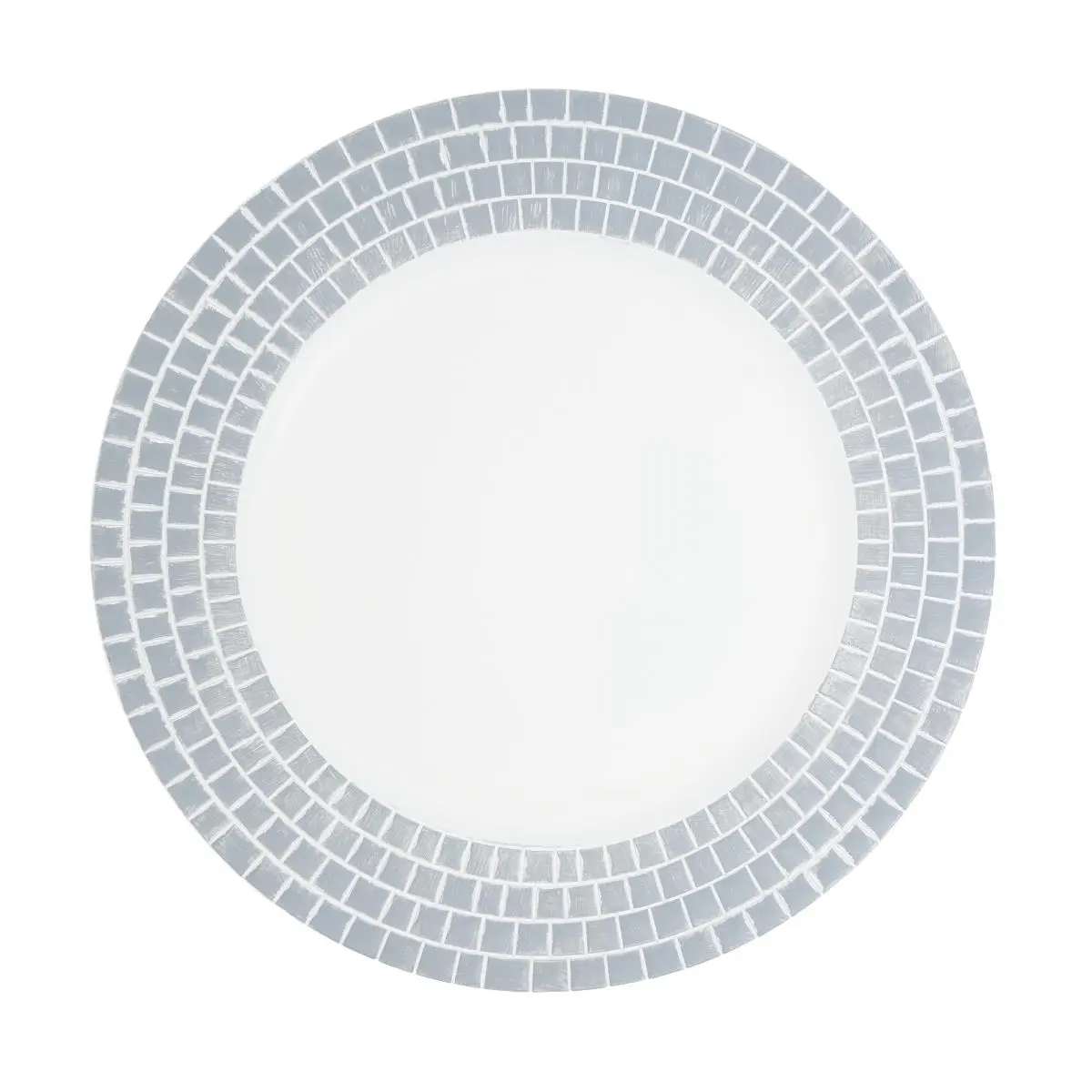 Saro Lifestyle CH446.S13R Decorative Tile Edged Charger Plate - Silver - Set of 4