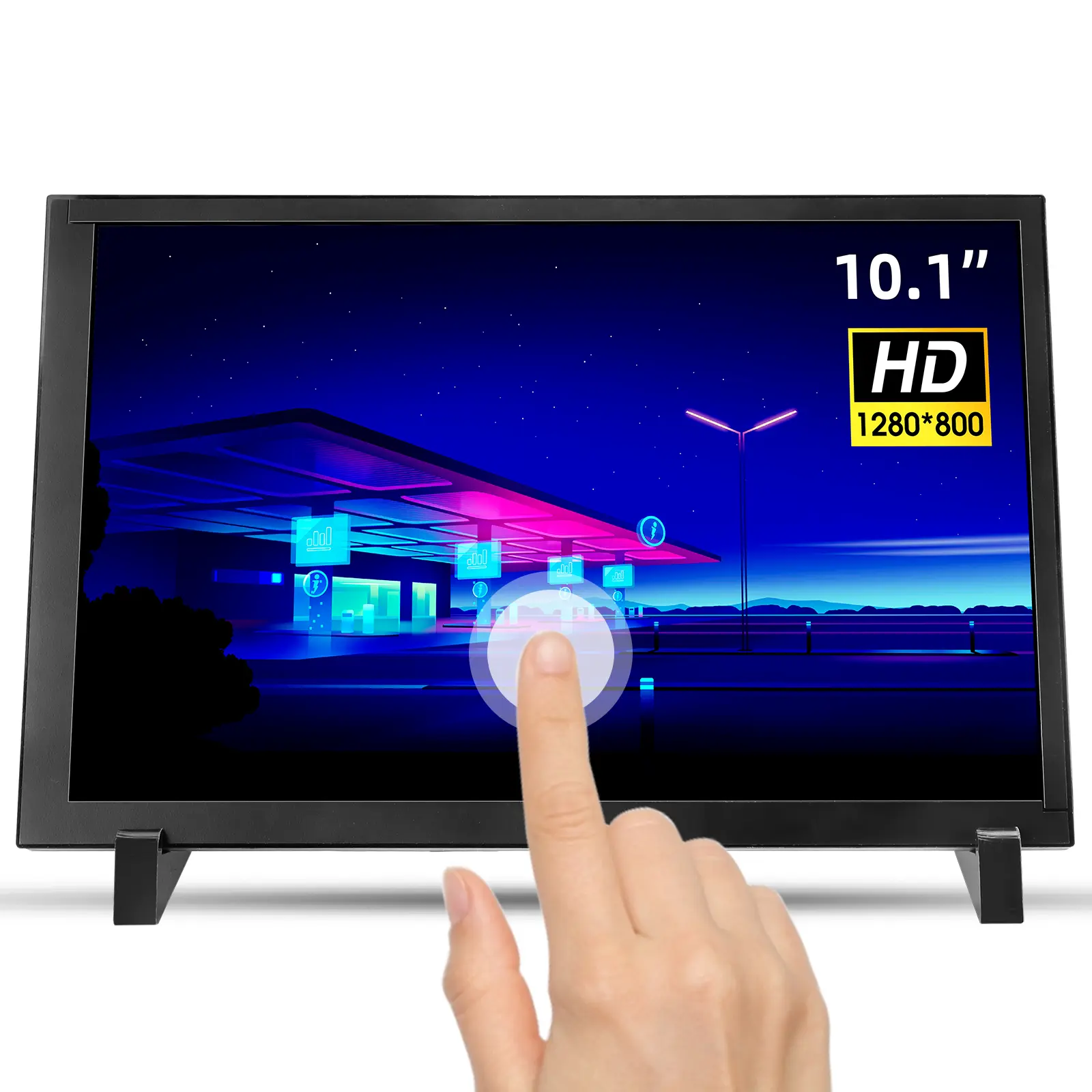 ELECROW 10.1-Inch Capacitive Touchscreen Monitor, 1280x800 IPS HD LCD Display with Stand, Portable for Raspberry Pi 3/3B+/4B/5, Jetson Nano, PC, Windows