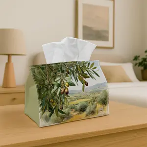 1PC Tissue Box with Olive Trees in Landscape with Hills Scene   Decorative Storage Box  for Holiday Home Decor, Kitchen, Living Room, Car - Festive  Tissue Dispenser Ideal  Gift, Compact & Stylish for Tissues or Decorative Use