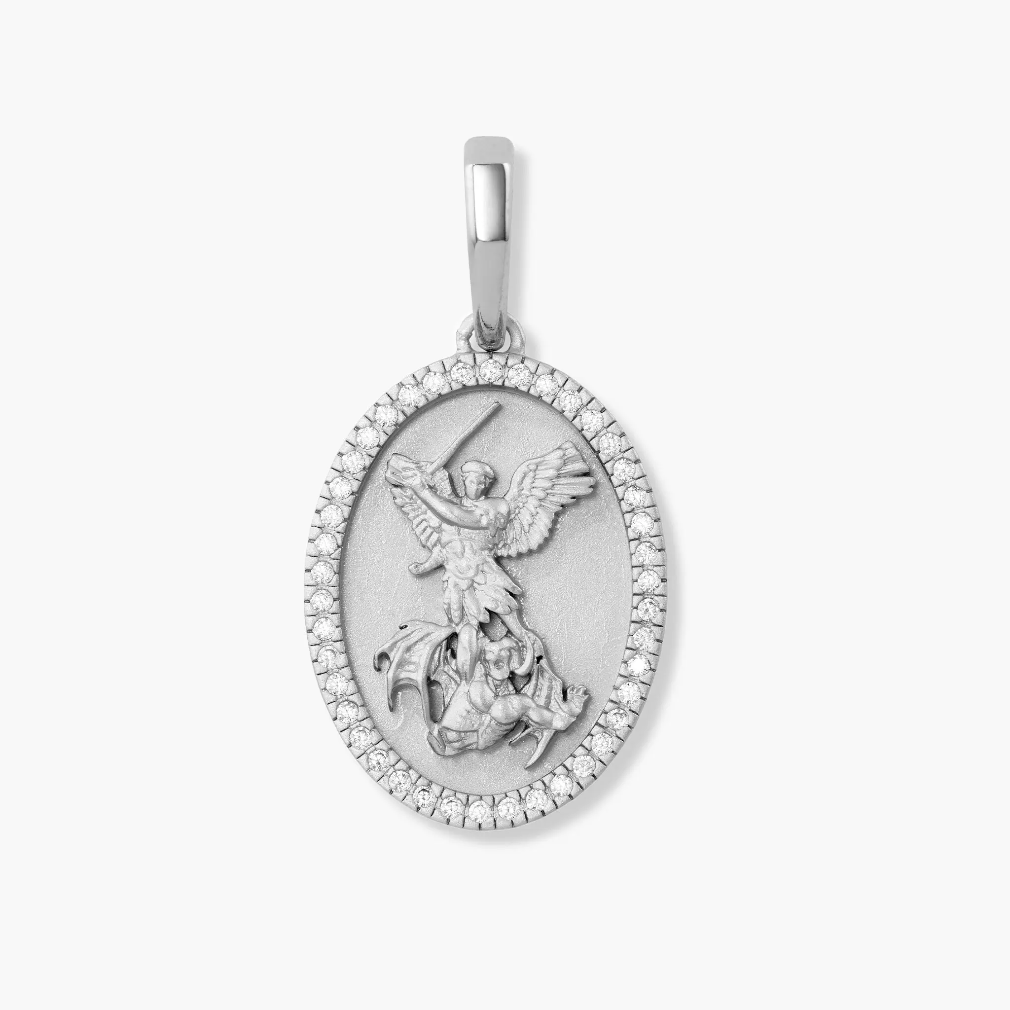 JAXXON Studded St. Michael Pendant Silver. - Pendant Only JAXXON Studded St. Michael Pendant Silver. - Pendant Only