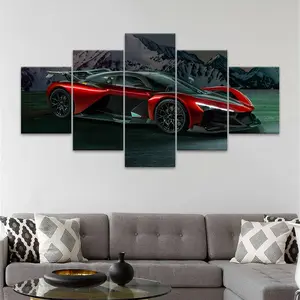 Cool Sports Car with Snow Mountain Background Poster, 5 Counts Unframed Canvas Posters, Unframed Art Print, Fashion Home Poster, Modern Art Design, Perfect Living Room Decor, Bedroom, Office, Corridor