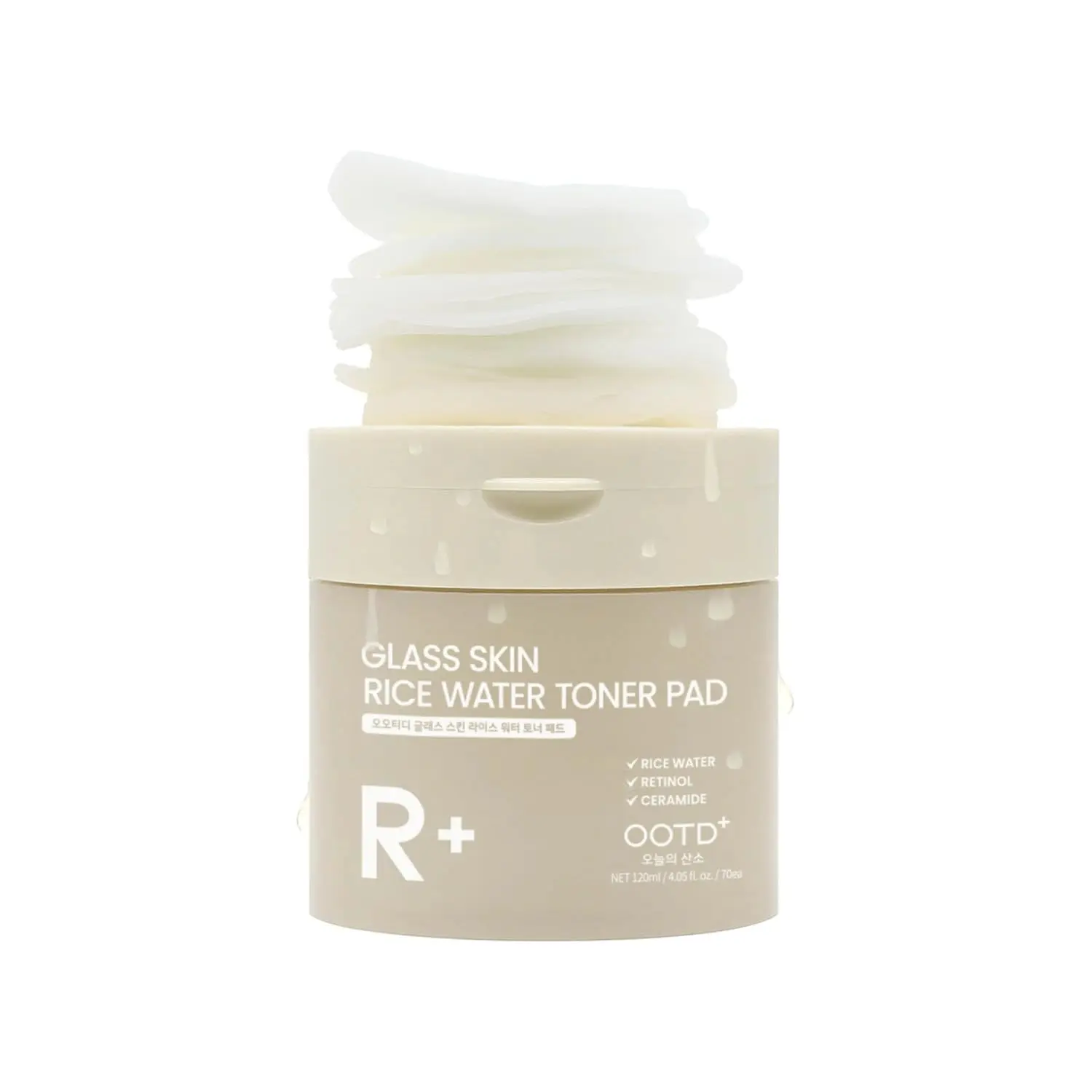 OOTD Glass Skin Rice Water Toner Pads 70 Pads Korean Rice Toner Pads