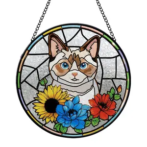 Custom Cat Photo Stained Glass Suncatcher - Personalized Window Hanging Keepsake - Handcrafted Gift Decor Hangable Ornaments