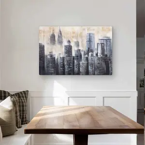 Begin Home Decor C1MP24365IHW7U 24 x 36 in. Buildings Through the Clouds Wall Art - Gray Industrial Metal Print