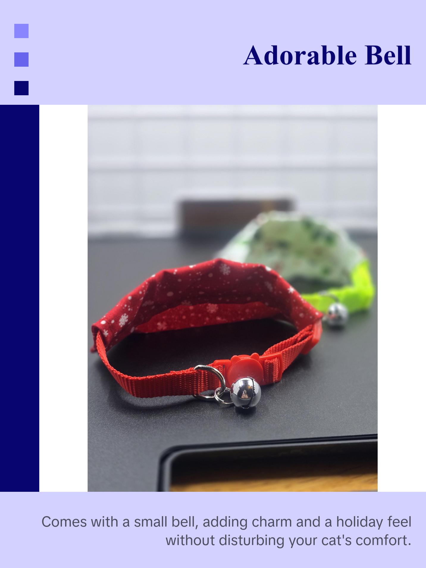 Cat Collars with Bandanas - Holiday Themed Cat Accessories -  Breakaway Cat Collar with Hand Sewn Bandana - Christmas Collar -