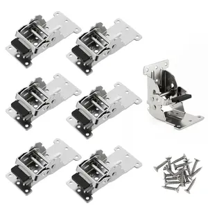 High-Quality 4-Piece Heavy-Duty Folding Locking Bracket Set, 0-180 Degrees Self-Locking Hinges, Supports 100 Lbs, Ideal for Table Legs, Foldable Workbenches