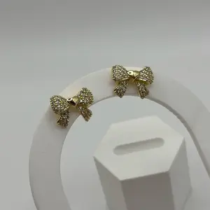 Women's Bow Earrings with Rhinestones - Elegant and Stylish Jewelry for Everyday Wear