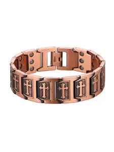 Men's Copper Bracelet with Unique Line Cross Design, Perfect Gift Choice, Durable Comfortable Fit for Daily Wear