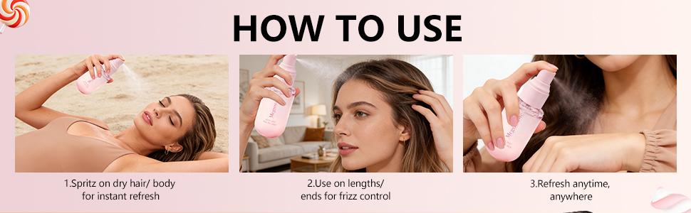 MegustaMe Hair & Body Mist Duo - Blushing Rose + Cotton Candy - 2-in-1 Natural Spray - Vegan Cruelty-Free - Travel-Friendly - Refreshes Hair & Skin Between Washes - No Buildup, Non-Greasy