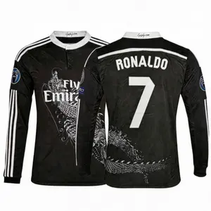 2014 15 Retro Away Black No.7 Long Sleeved Short Sleeved Soccer Jersey Top Fan Version