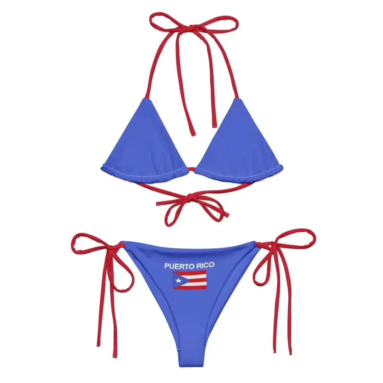 Y2K Puerto Rico Flag Bikini: Adjustable Swimwear for a Patriotic Look EOU