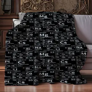 1Pc Design periodic table of elements Patterned Flannel Blanket - 100 polyester non-woven fabric, lightweight, warm, easy to store. Elevates guest room, study, travel. Premium gift for Christmas, Valentines Day Halloween.