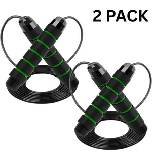 Adjustable Tangle-Free Speed Jump Rope for Fitness, Same-Color (2-Pack)