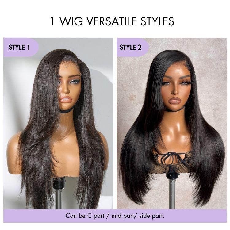【LIVE】Luvme All-Day Comfort™ Wig Ombre Brown Layered Yaki Straight Glueless 7x6 Closure HD Lace Human Hair Long Wig Pre-Cut Lace