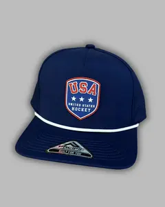 Pacific USA Hockey Hat | United States Hockey Snapback - BLUE with USA Emblem and Adjustable fit