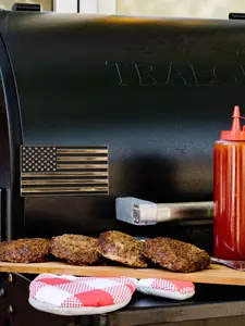 GrillMagz American Flag Metal BBQ Smoker & Grill Magnet - Embossed Flag with Gloss Silver Stars & Stripes