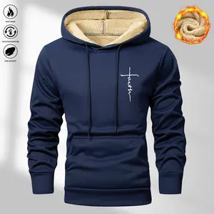 Men's Heavyweight Winter Hoodie Jacket - Thick Fleece Pullover with Kangaroo Pocket - Casual Sportswear for Young Men - Regular Fit