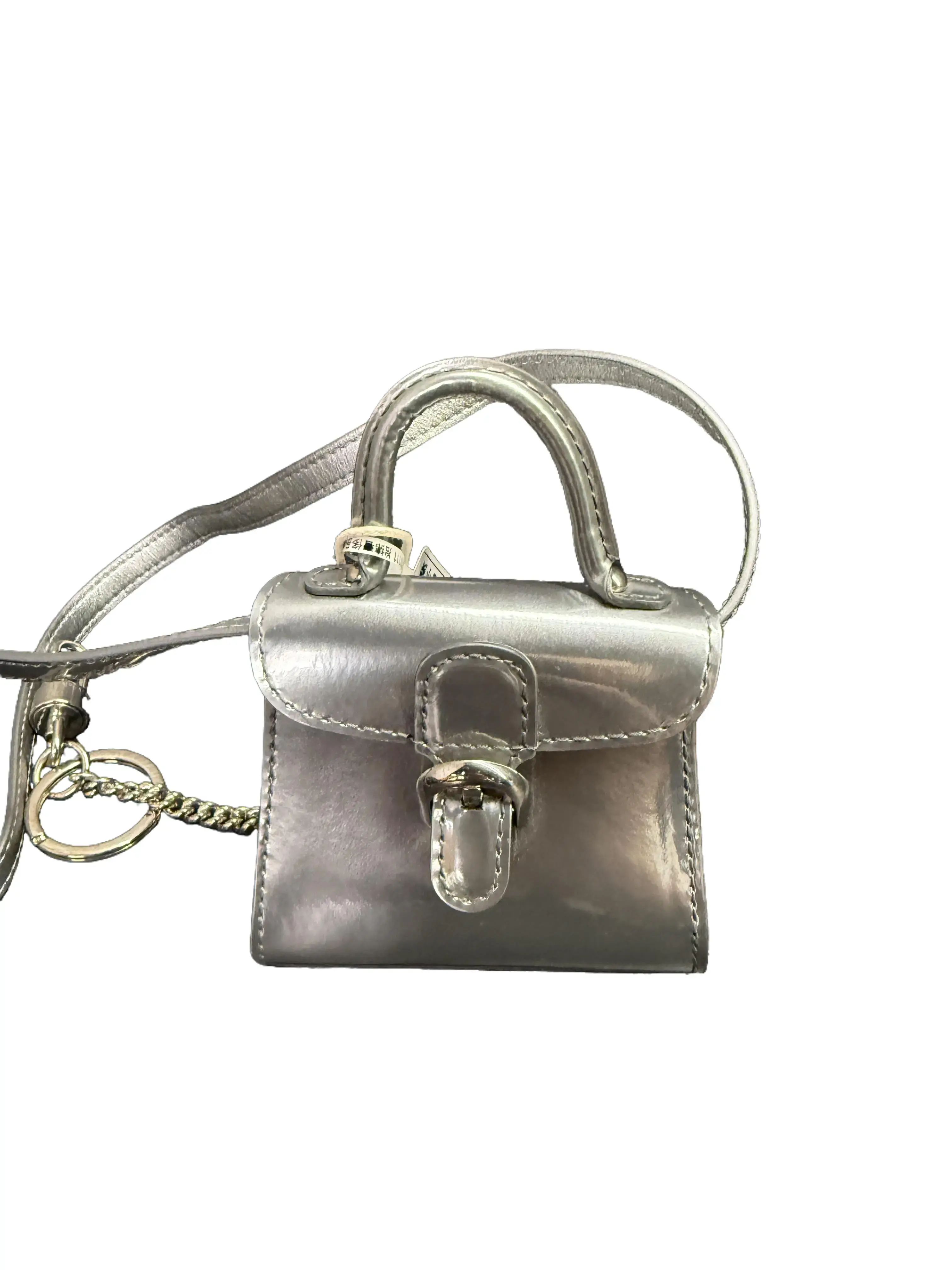 Pre-owned delvaux Brillant Mini Metallic Silver Leather – Luxury Charm & Micro Bag