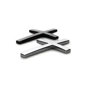 Two Pcs 3D Cross Sticker Christian Car Exterior Decorative Sticker Universal Car Accessories for Motorcycle & SUV Emblem Badge Decal Decoration Two Pcs No Warranty