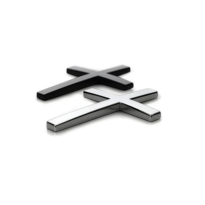 Two Pcs 3D Cross Sticker Christian Car Exterior Decorative Sticker Universal Car Accessories for Motorcycle & SUV Emblem Badge Decal Decoration Two Pcs No Warranty