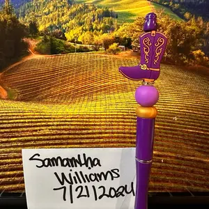 Cute purple, pink, gold cow girl Bead Pen