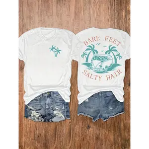 Summer and spring women's clothing, short-sleeved round neck casual tops, graphic print T-shirts